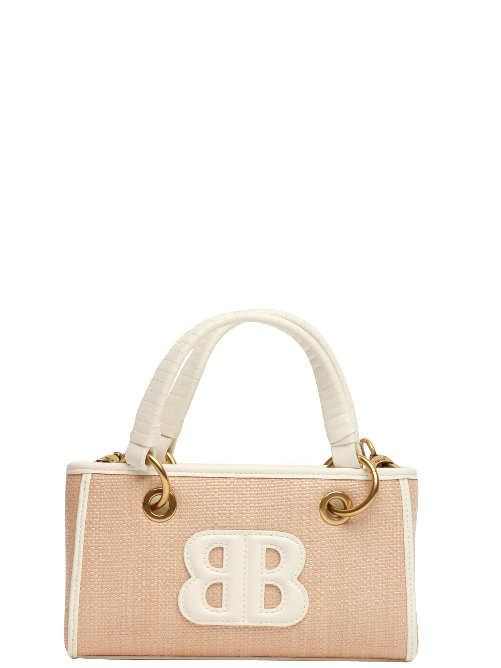 BIBI LOU Borsa a Mano in Rafia con Dettagli Bianchi Bianco/beige