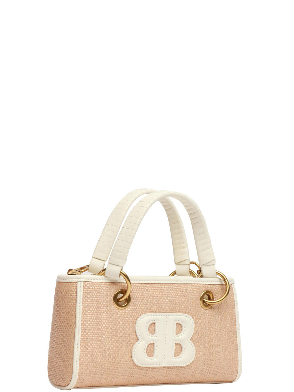 BIBI LOU Borsa a Mano in Rafia con Dettagli Bianchi Bianco/beige