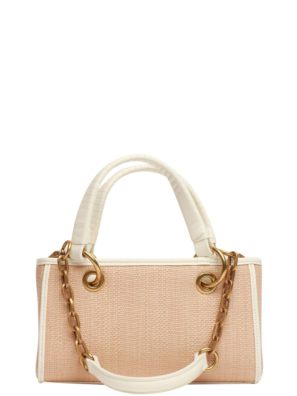 BIBI LOU Borsa a Mano in Rafia con Dettagli Bianchi Bianco/beige