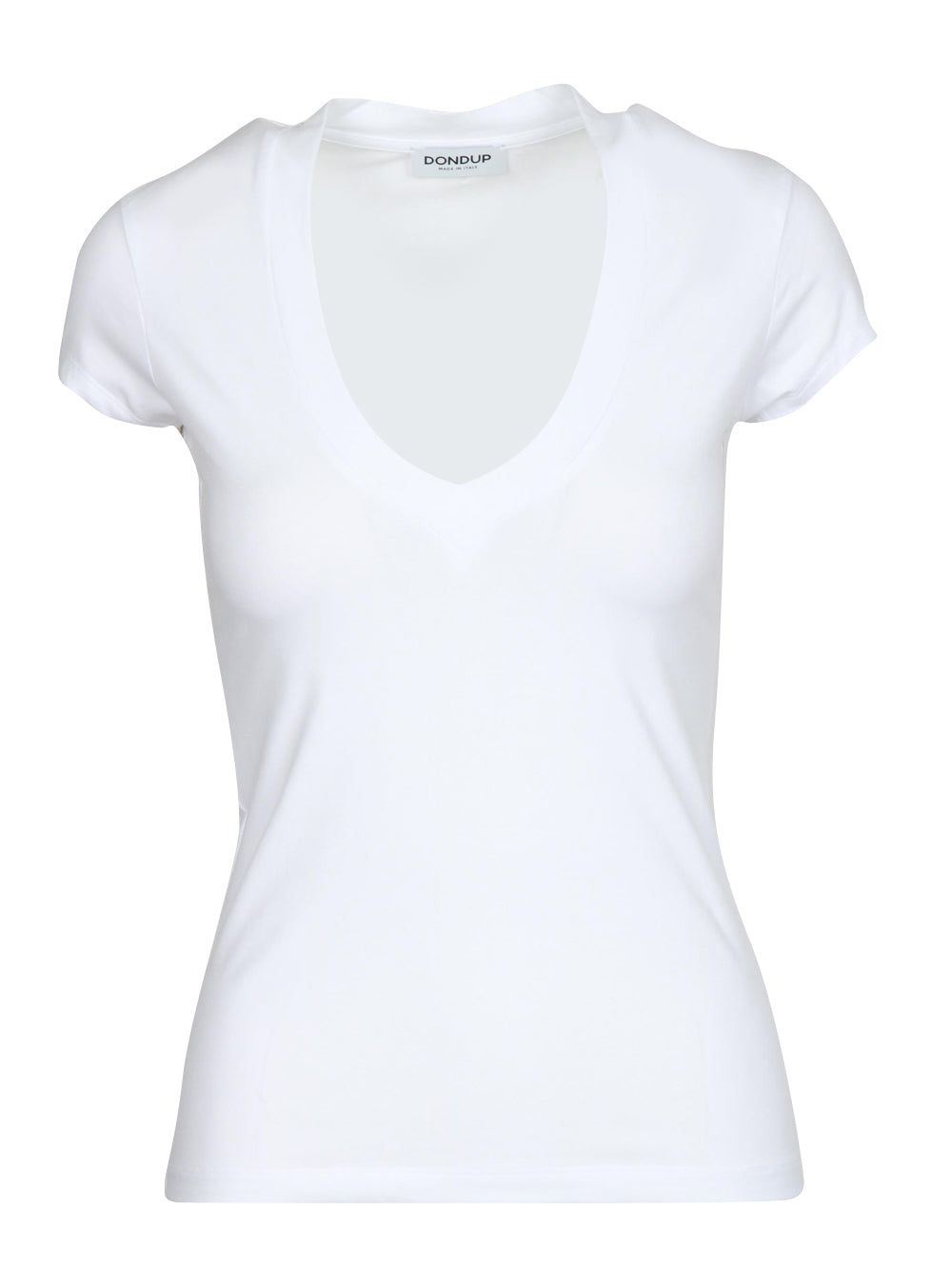 White Cotton T-Shirt with V-Neck