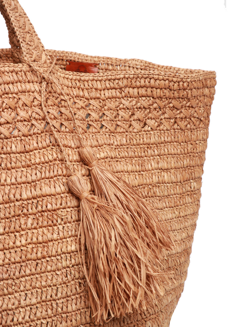 Alyssa Shoulder Bag in Dark Beige Raffia