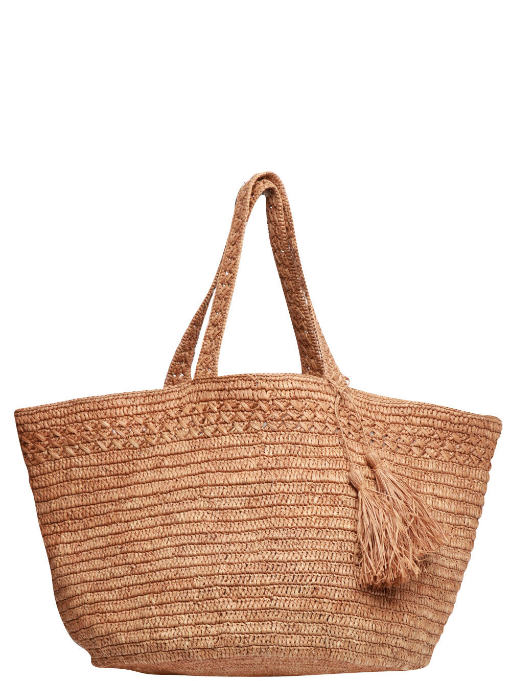 Alyssa Shoulder Bag in Dark Beige Raffia