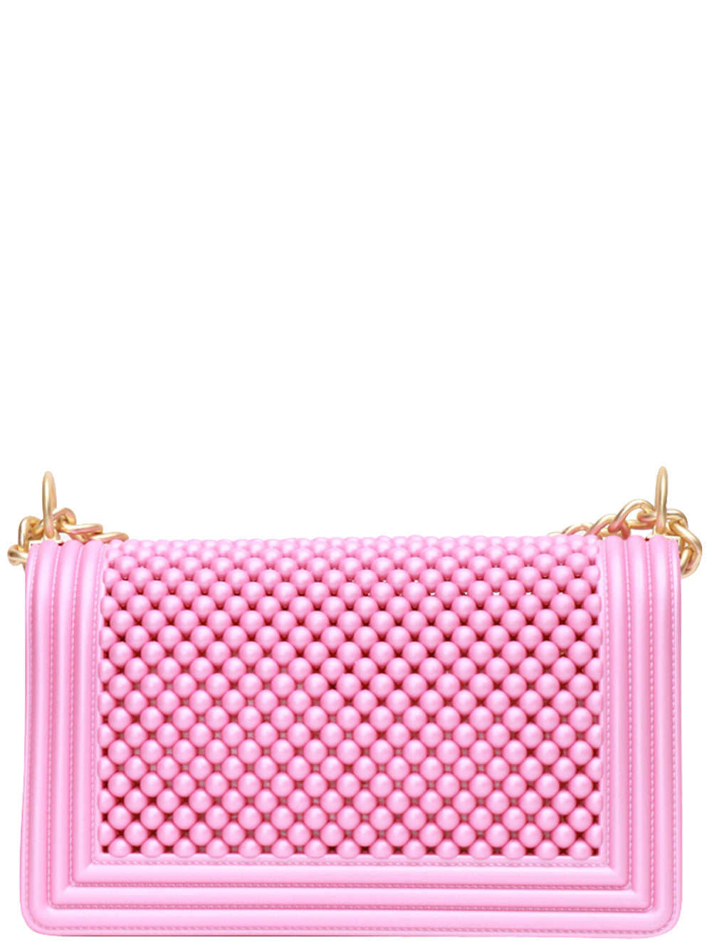 Borsa Tracolla Flat M Ball in Gomma Rosa con Bolle