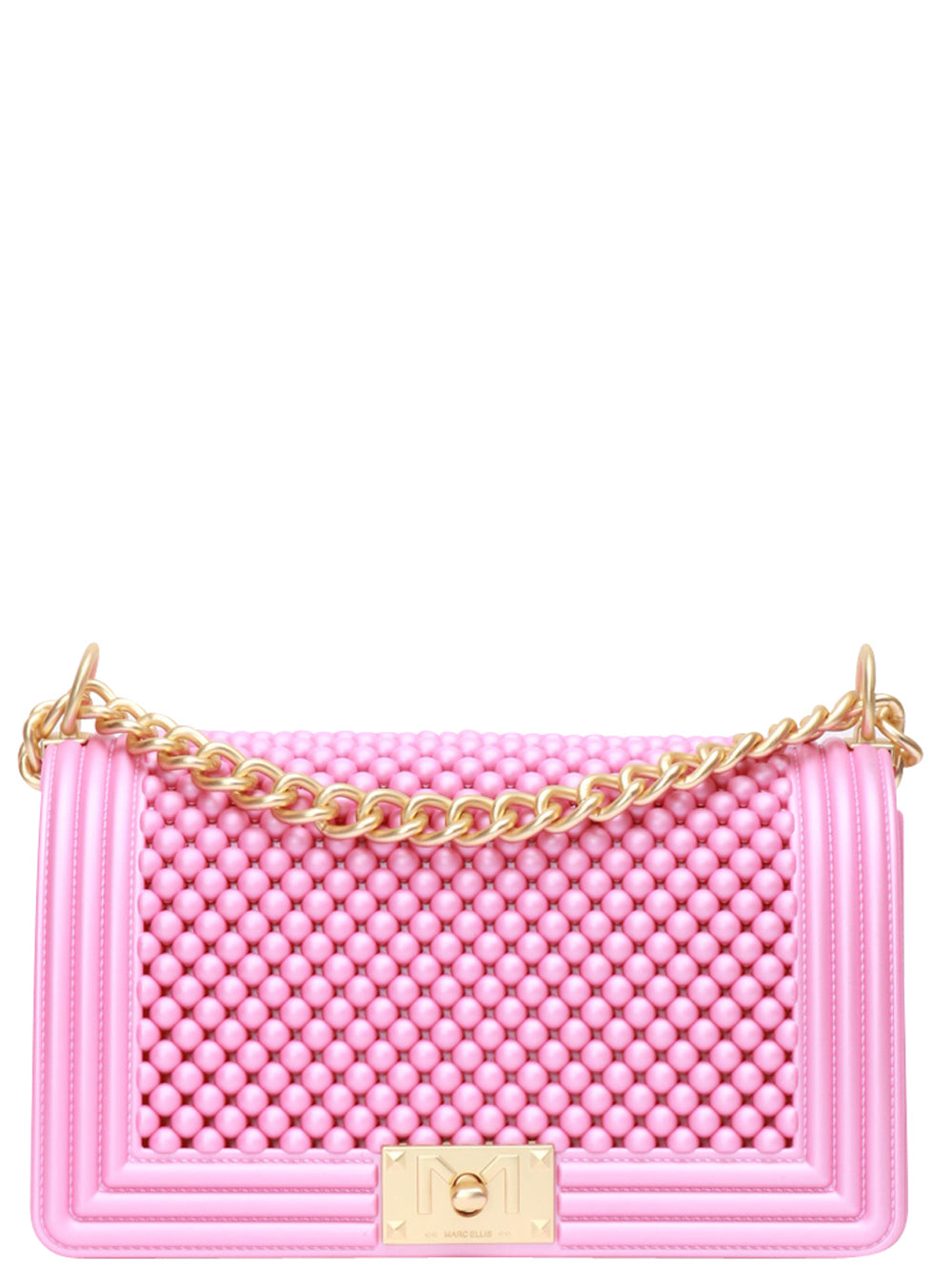 Borsa Tracolla Flat M Ball in Gomma Rosa con Bolle