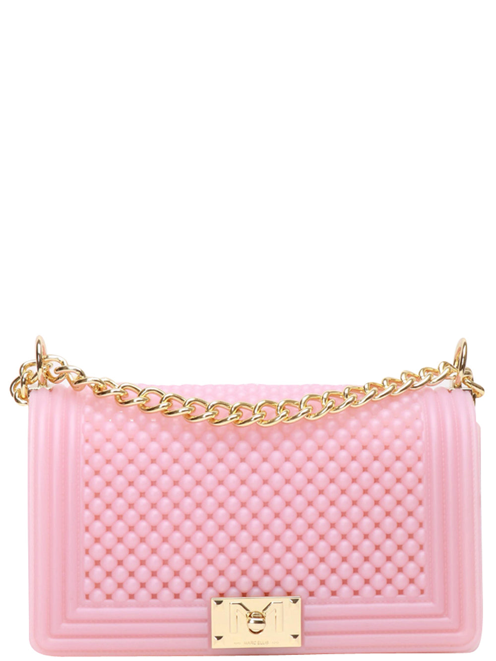 MARC ELLIS Borsa Tracolla Flat M Ball in Gomma Rosa Chiaro con Bolle Rosa