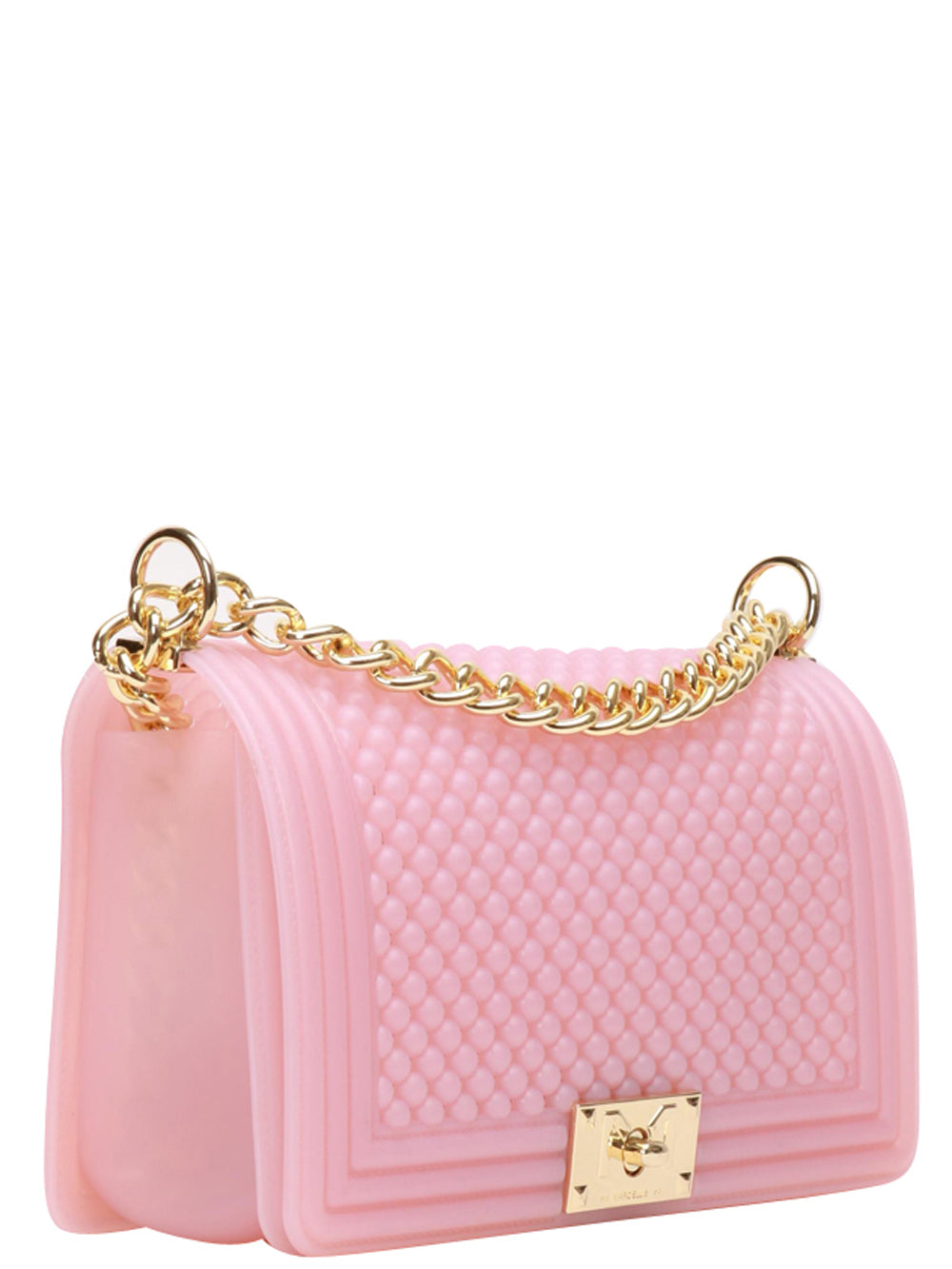 MARC ELLIS Borsa Tracolla Flat M Ball in Gomma Rosa Chiaro con Bolle Rosa