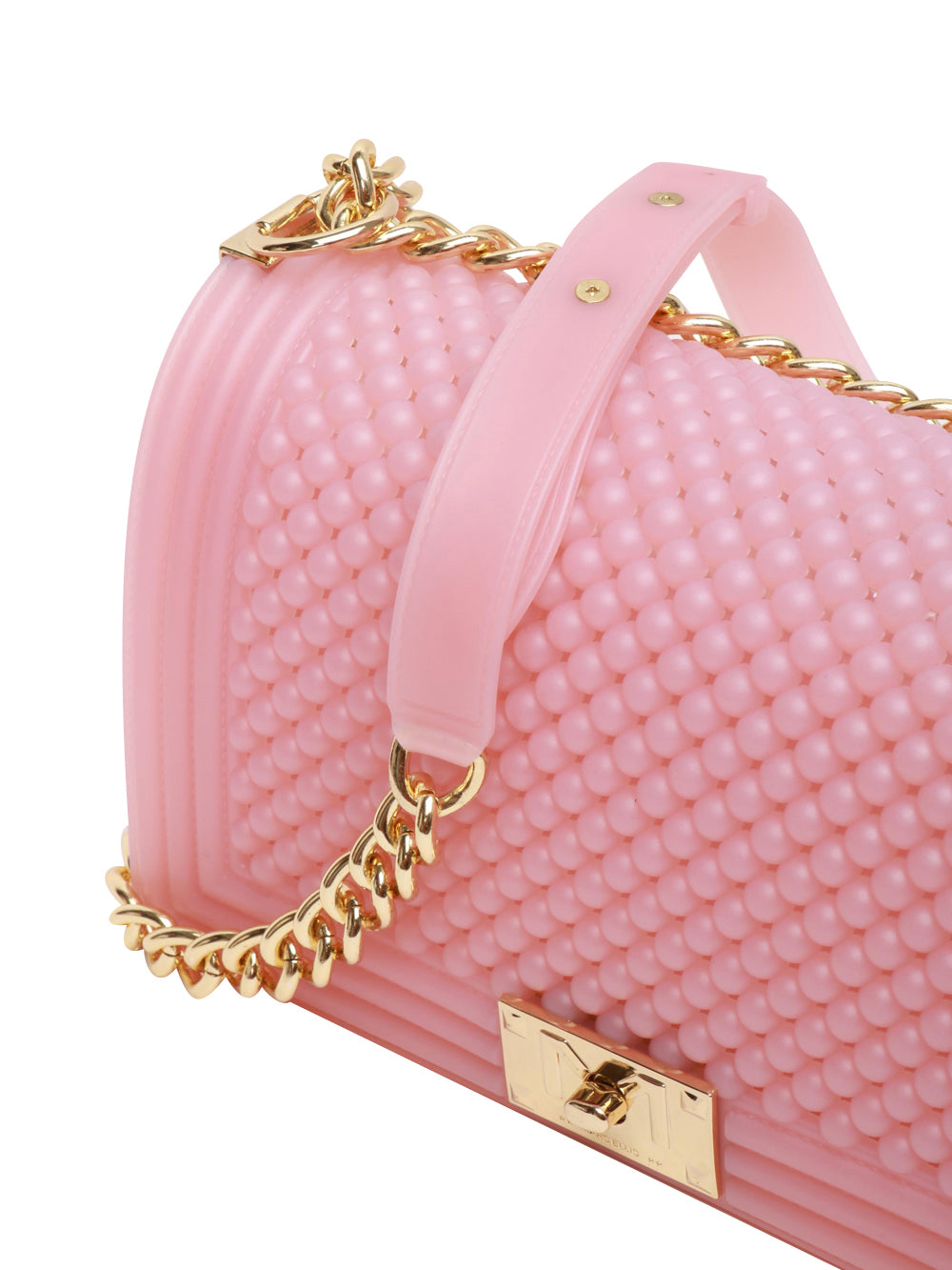 MARC ELLIS Borsa Tracolla Flat M Ball in Gomma Rosa Chiaro con Bolle Rosa