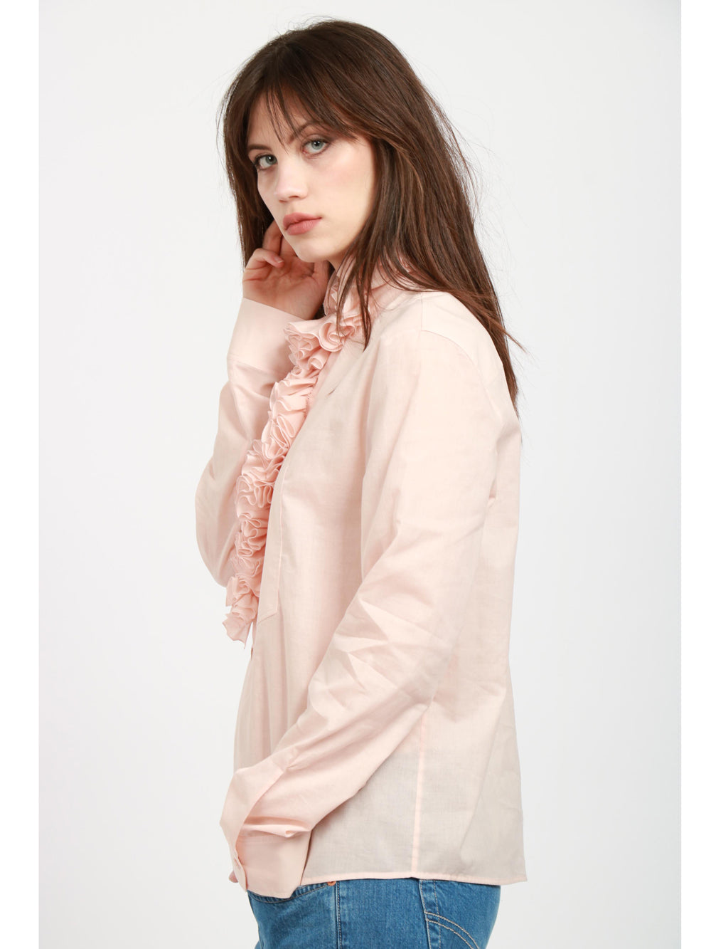 PHILOSOPHY DI LORENZO SERAFINI Camicia in Cotone Rosa con Ruches Rosa