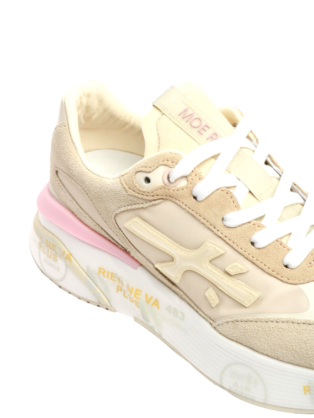 PREMIATA Scarpe Sneakers Moerund in Tessuto e Suede Sabbia Crema/rosa