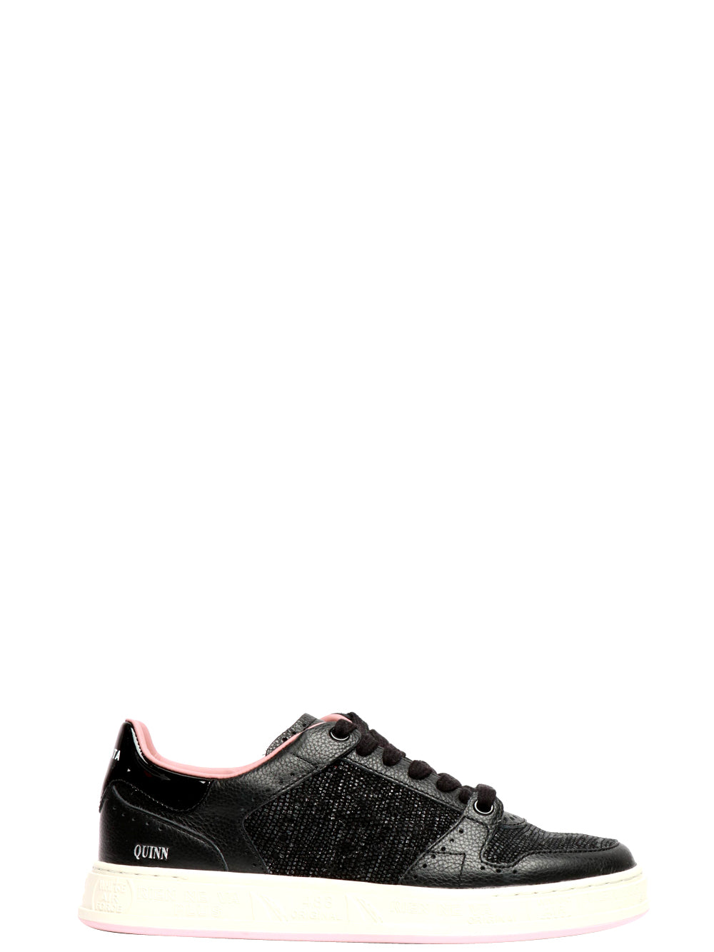 PREMIATA Scarpe Sneakers Quinnd in Pelle Nere con Glitter Nero