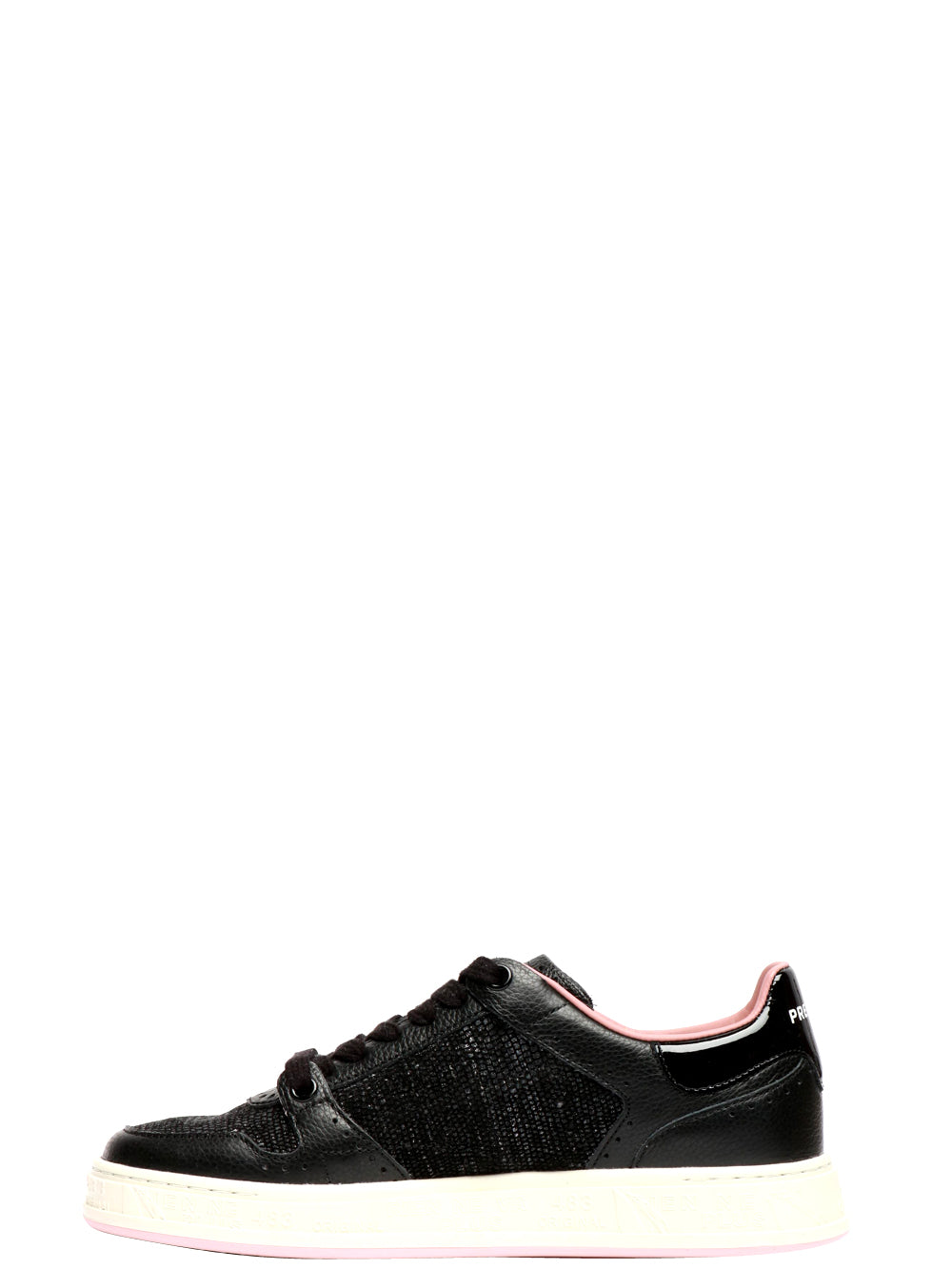 PREMIATA Scarpe Sneakers Quinnd in Pelle Nere con Glitter Nero