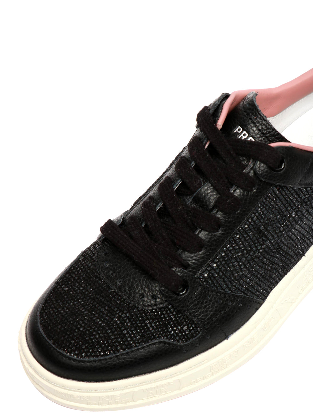 PREMIATA Scarpe Sneakers Quinnd in Pelle Nere con Glitter Nero