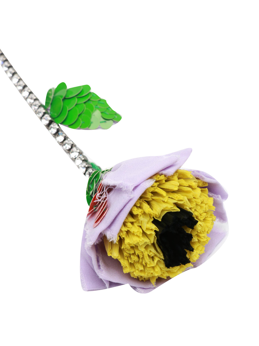 RADA' Spilla con Fiore Lilla e Stelo in Cristalli Lilla+giallo