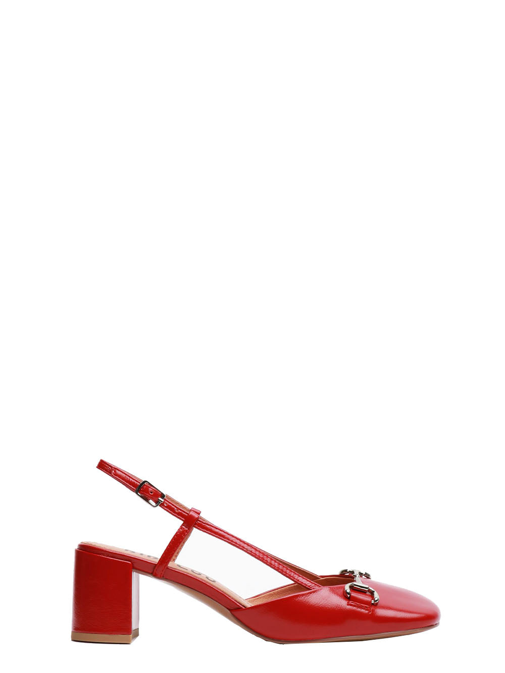 BIBI LOU Scarpe Décolleté Ashe Slingback in Pelle Rosse con Fibbia Bordeaux