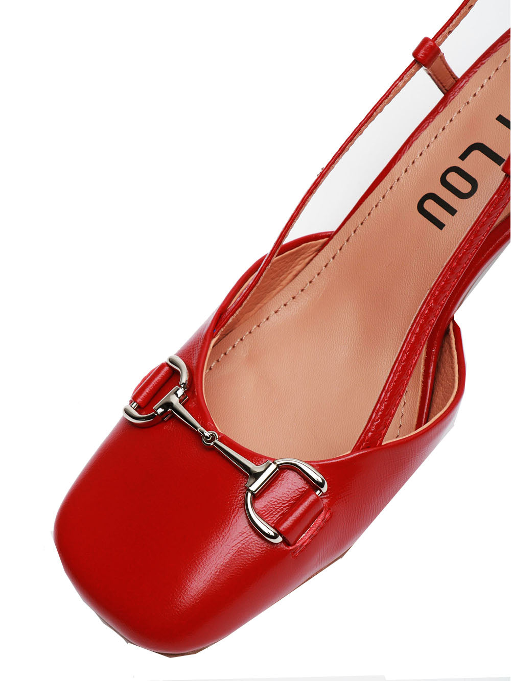 BIBI LOU Scarpe Décolleté Ashe Slingback in Pelle Rosse con Fibbia Bordeaux