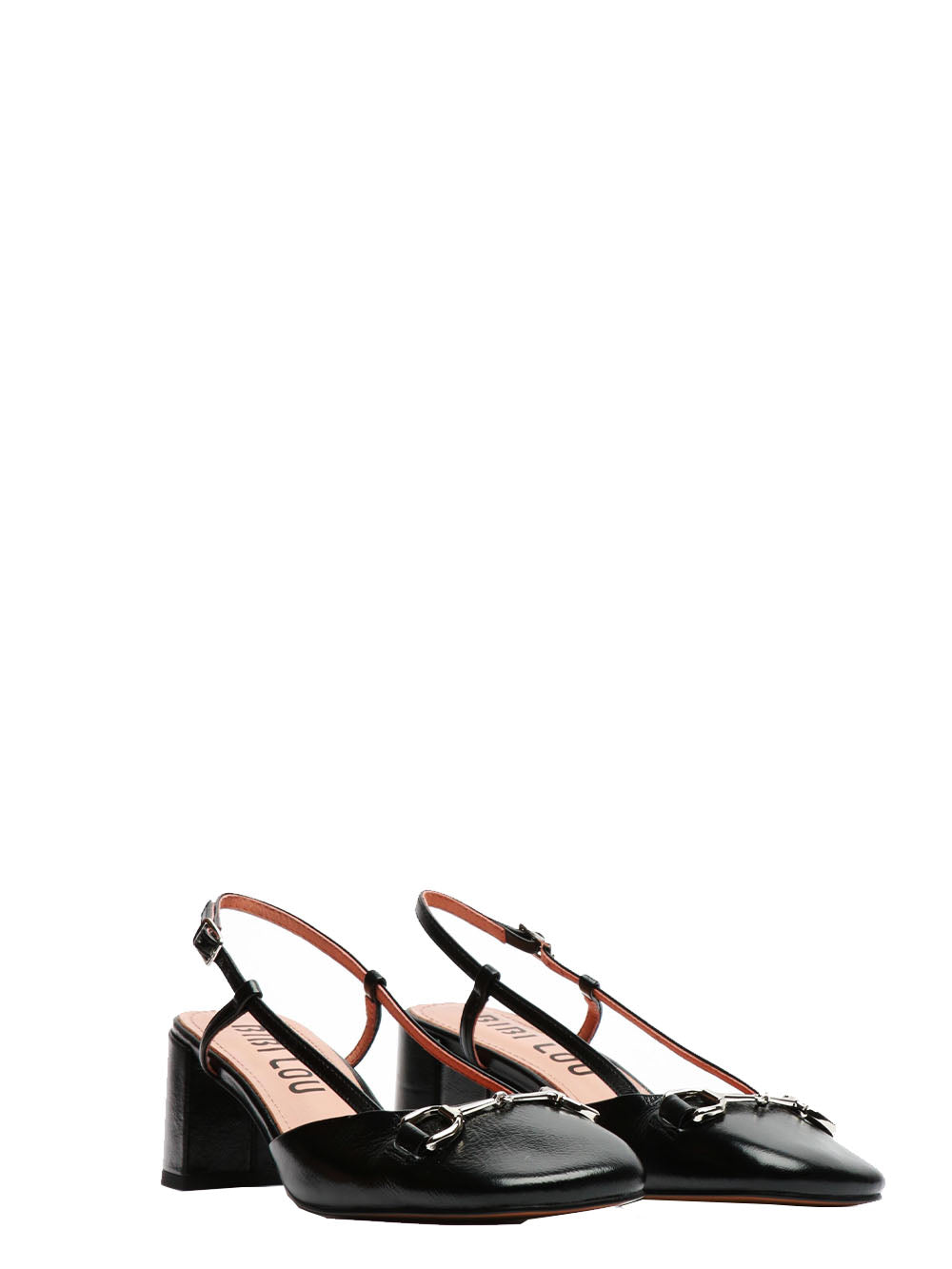 BIBI LOU Scarpe Décolleté Ashe Slingback in Pelle Nere con Fibbia Nero