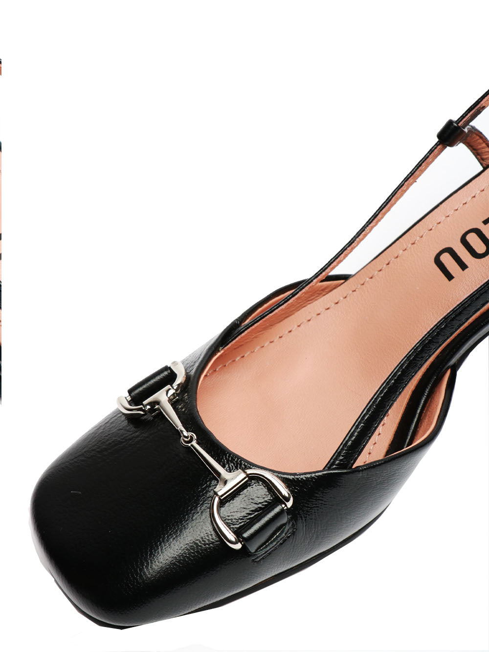 BIBI LOU Scarpe Décolleté Ashe Slingback in Pelle Nere con Fibbia Nero