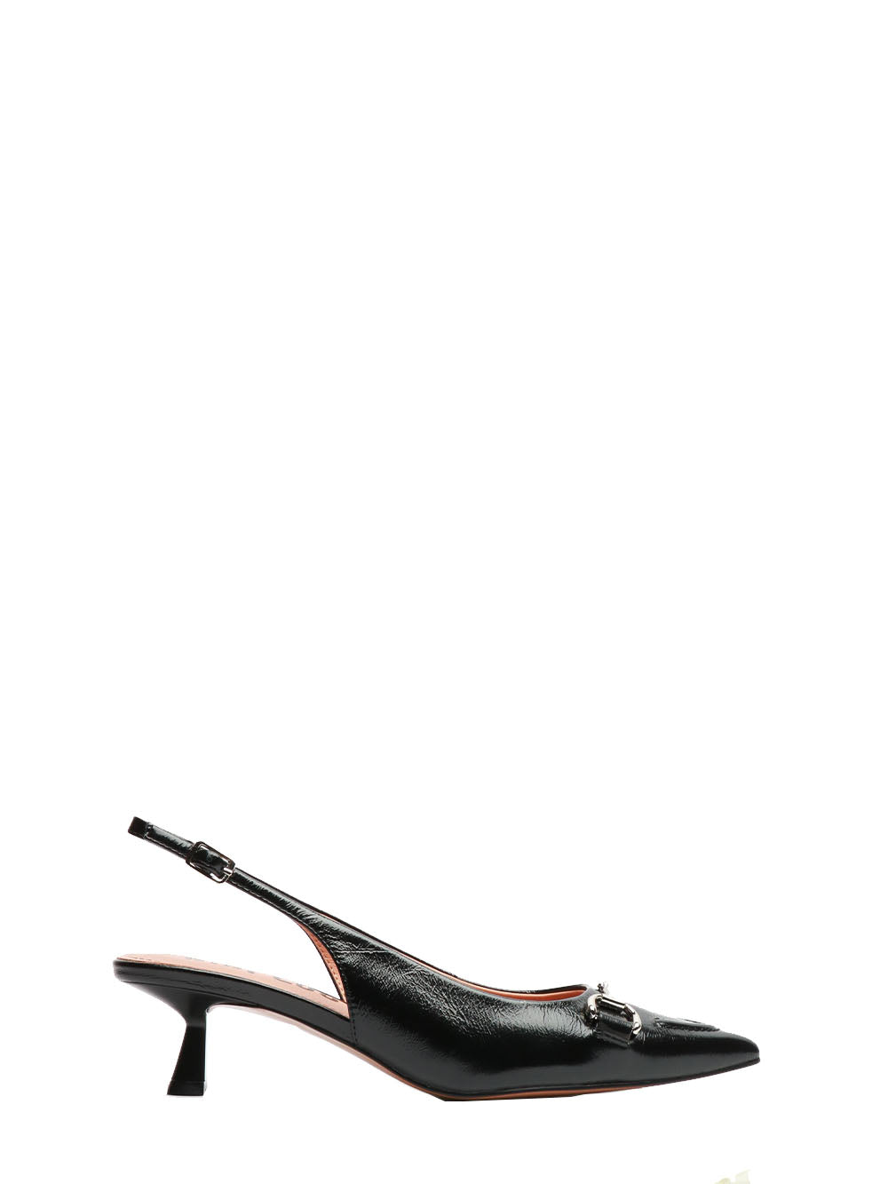 BIBI LOU Scarpe Ashe Décolleté Slingback a Punta in Pelle Nera Nero