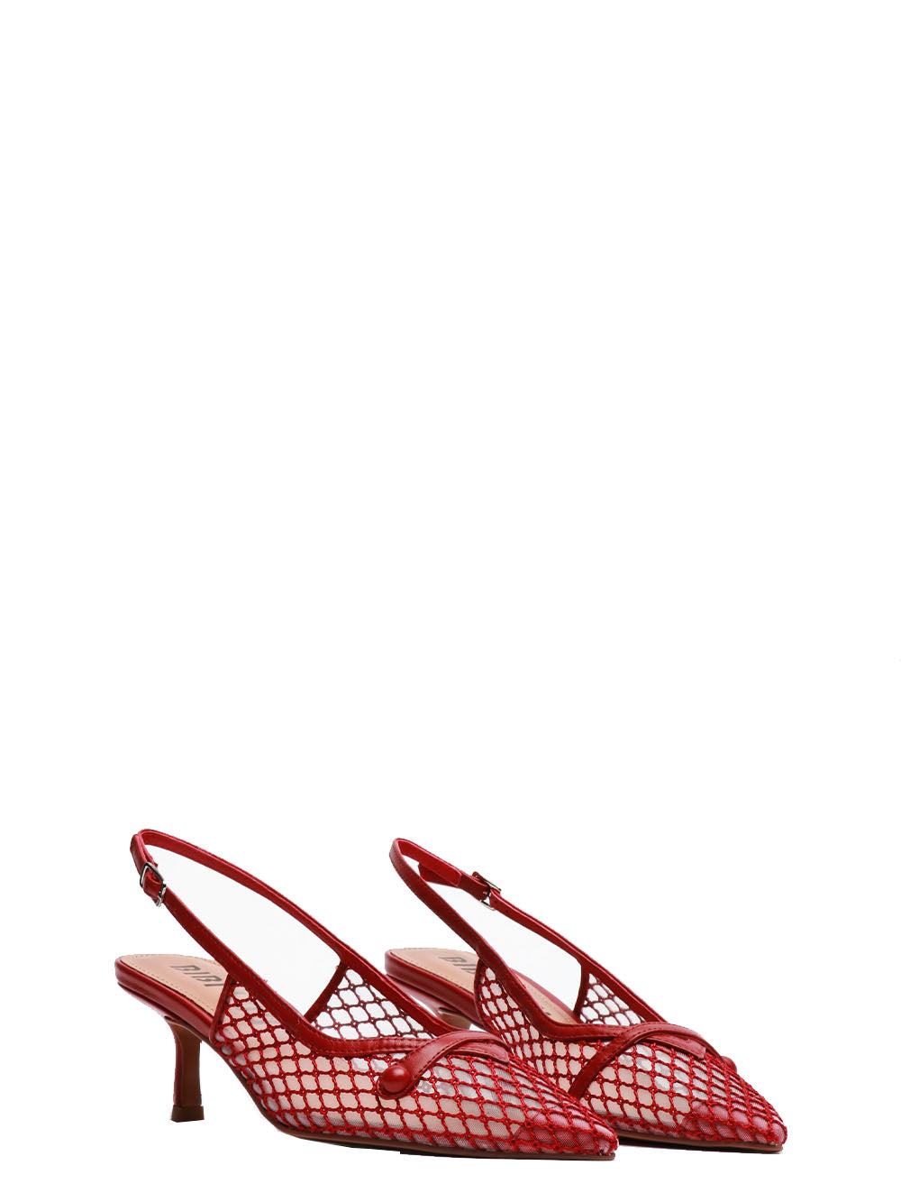 BIBI LOU Scarpe Décolleté Slingback Xaia in Rete Rosse Bordeaux