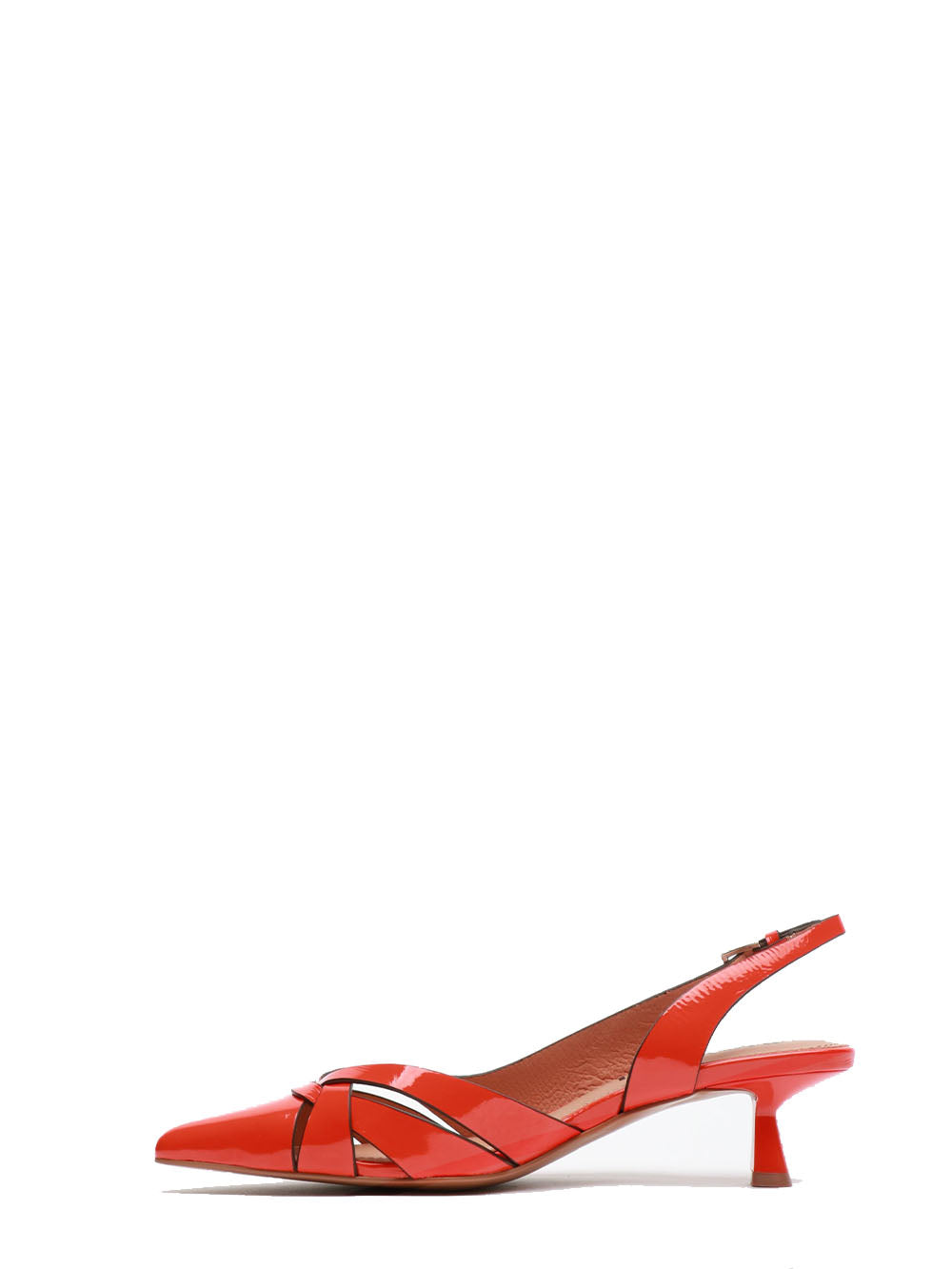 BIBI LOU Scarpe Nolia Décolleté Slingback in Pelle Verniciata Rosse Corallo