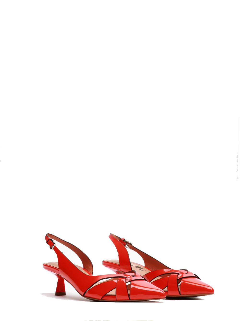 BIBI LOU Scarpe Nolia Décolleté Slingback in Pelle Verniciata Rosse Corallo