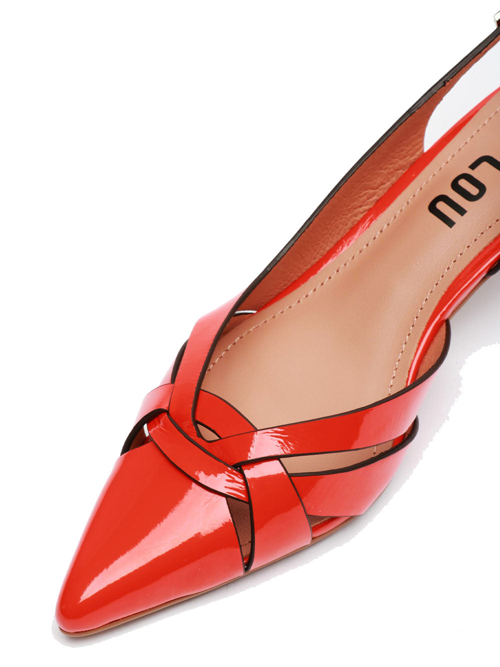 BIBI LOU Scarpe Nolia Décolleté Slingback in Pelle Verniciata Rosse Corallo