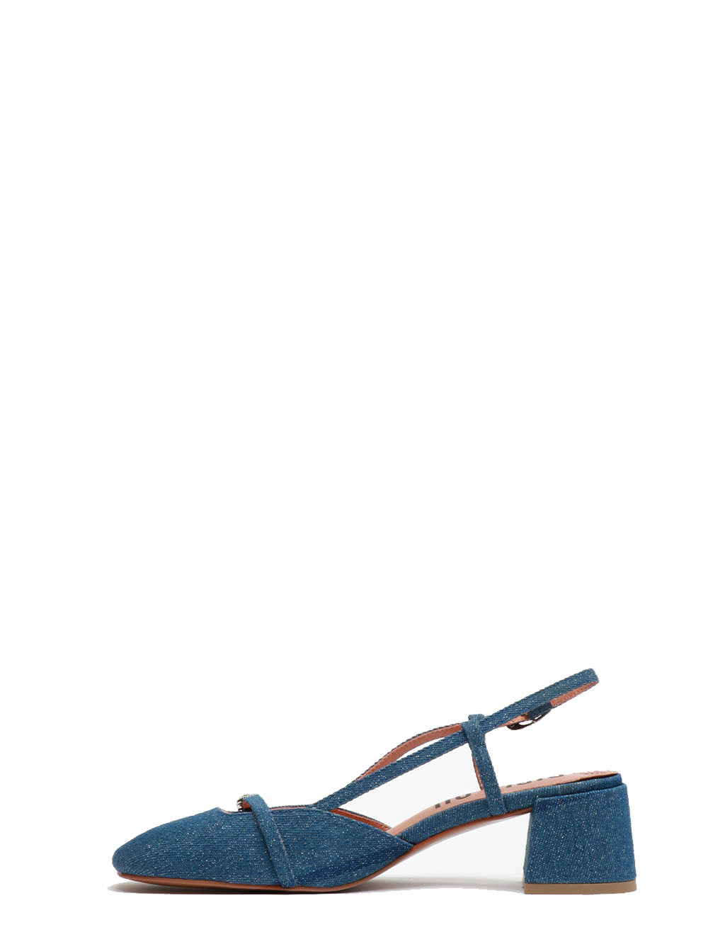 BIBI LOU Scarpe Patty Décolleté Slingback in Denim Blu con Glitter Denim