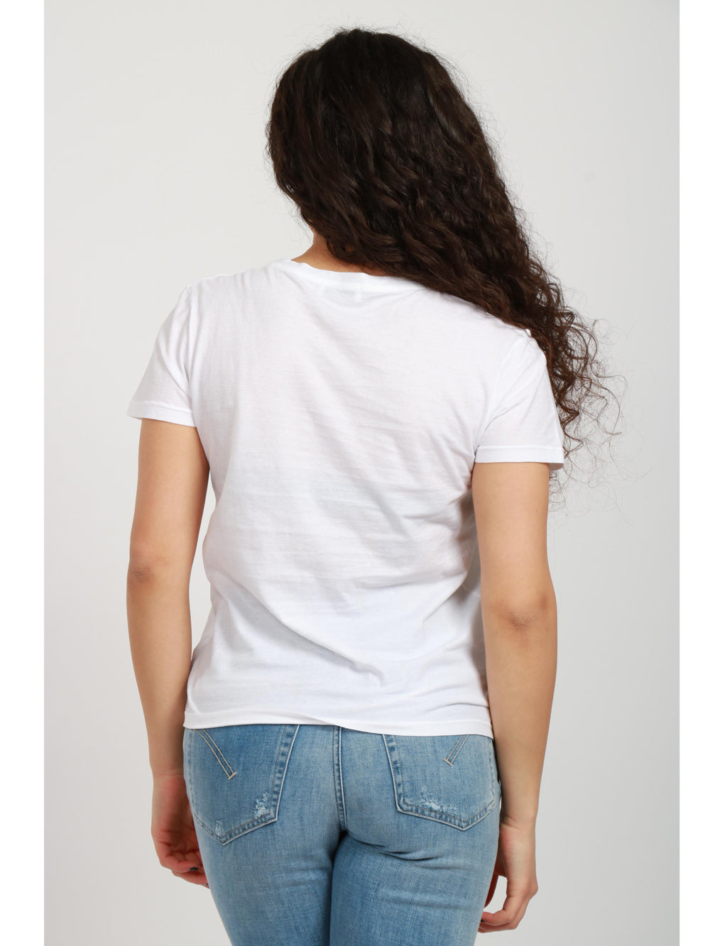 DONDUP T-Shirt Girocollo in Cotone Bianca con Ricamo Bianco