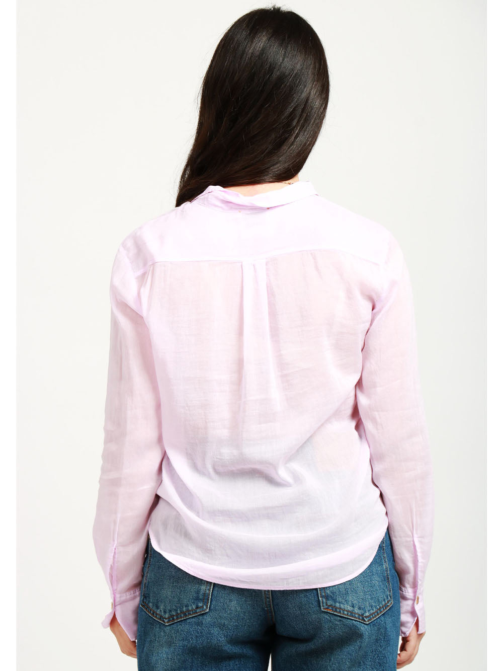 Camicia in Voile di Cotone e Seta Rosa