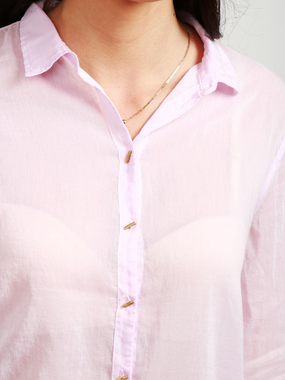 Camicia in Voile di Cotone e Seta Rosa