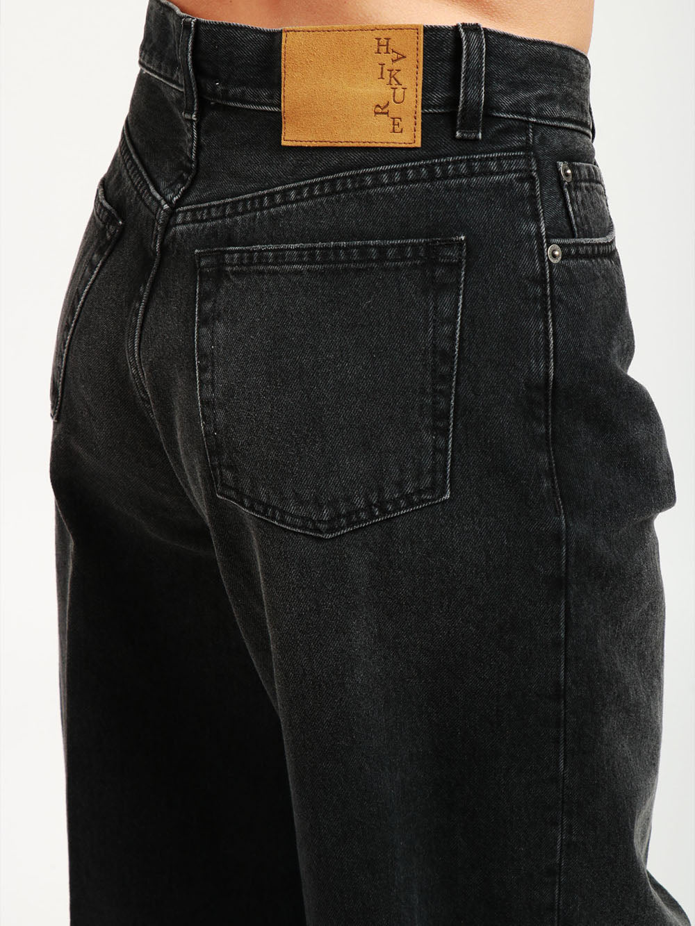 HAIKURE Jeans Bethany Ampi in Denim di Cotone Neri Denim Nero