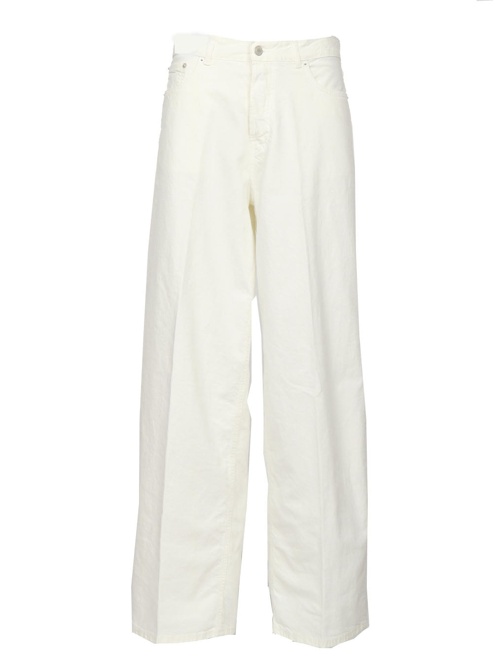 HAIKURE Pantaloni Bethany Ampi in Misto Lino Bianchi Bianco