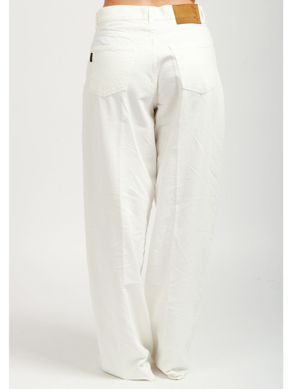 HAIKURE Pantaloni Bethany Ampi in Misto Lino Bianchi Bianco