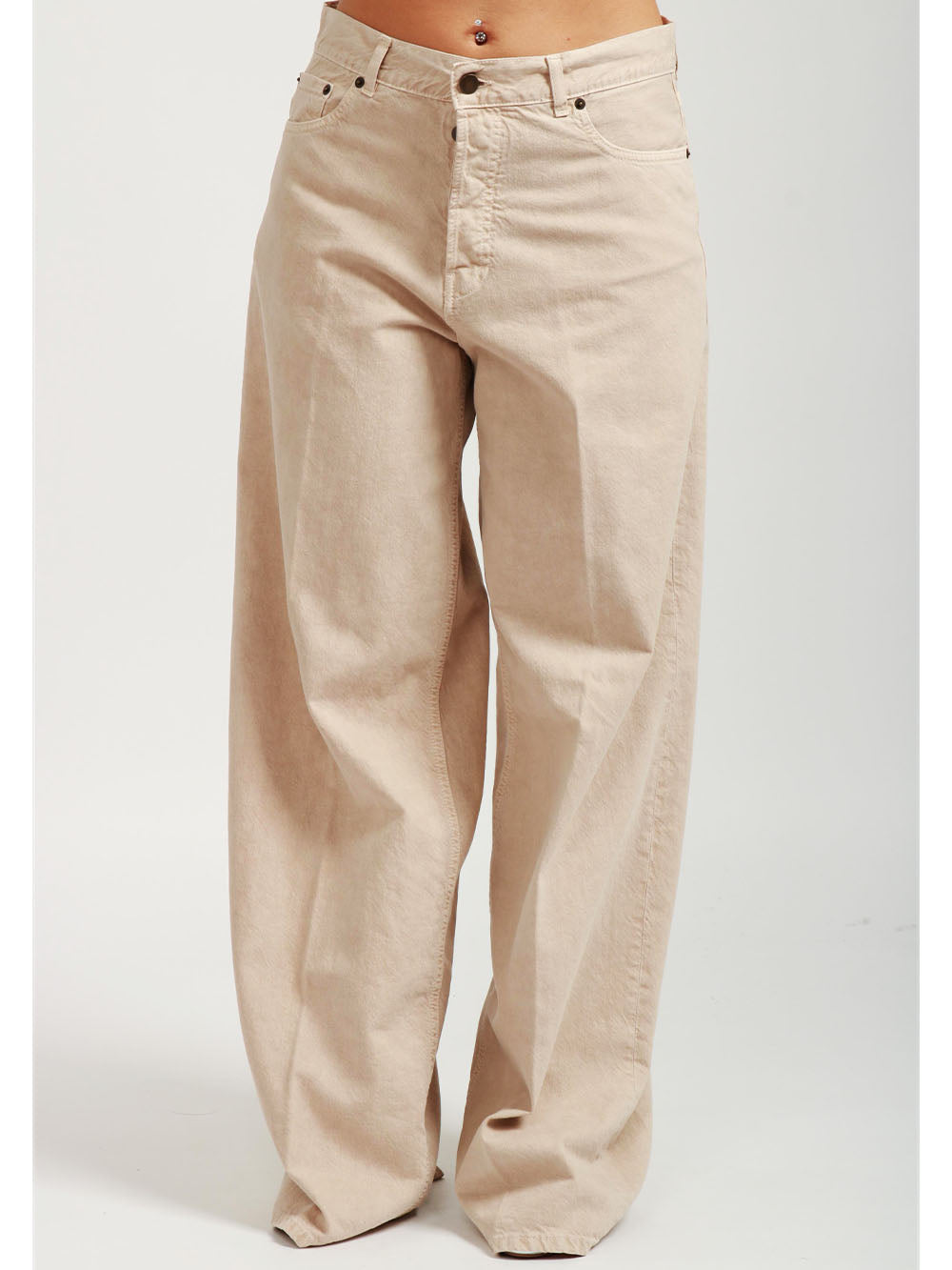 HAIKURE Pantaloni Bethany Ampi in Misto Lino Sabbia Beige