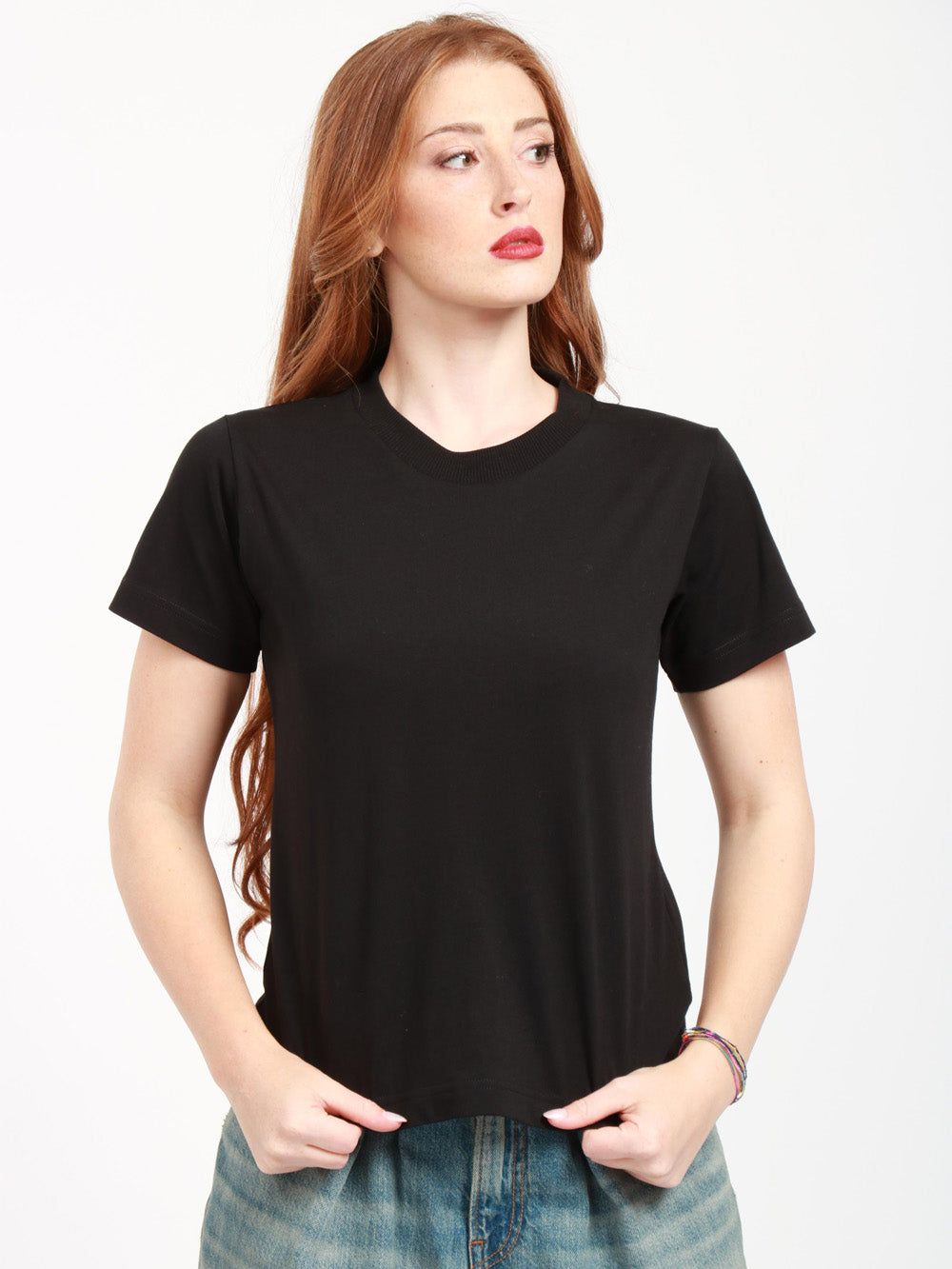 HAIKURE T-Shirt Coco Girocollo in Cotone Nera Nero