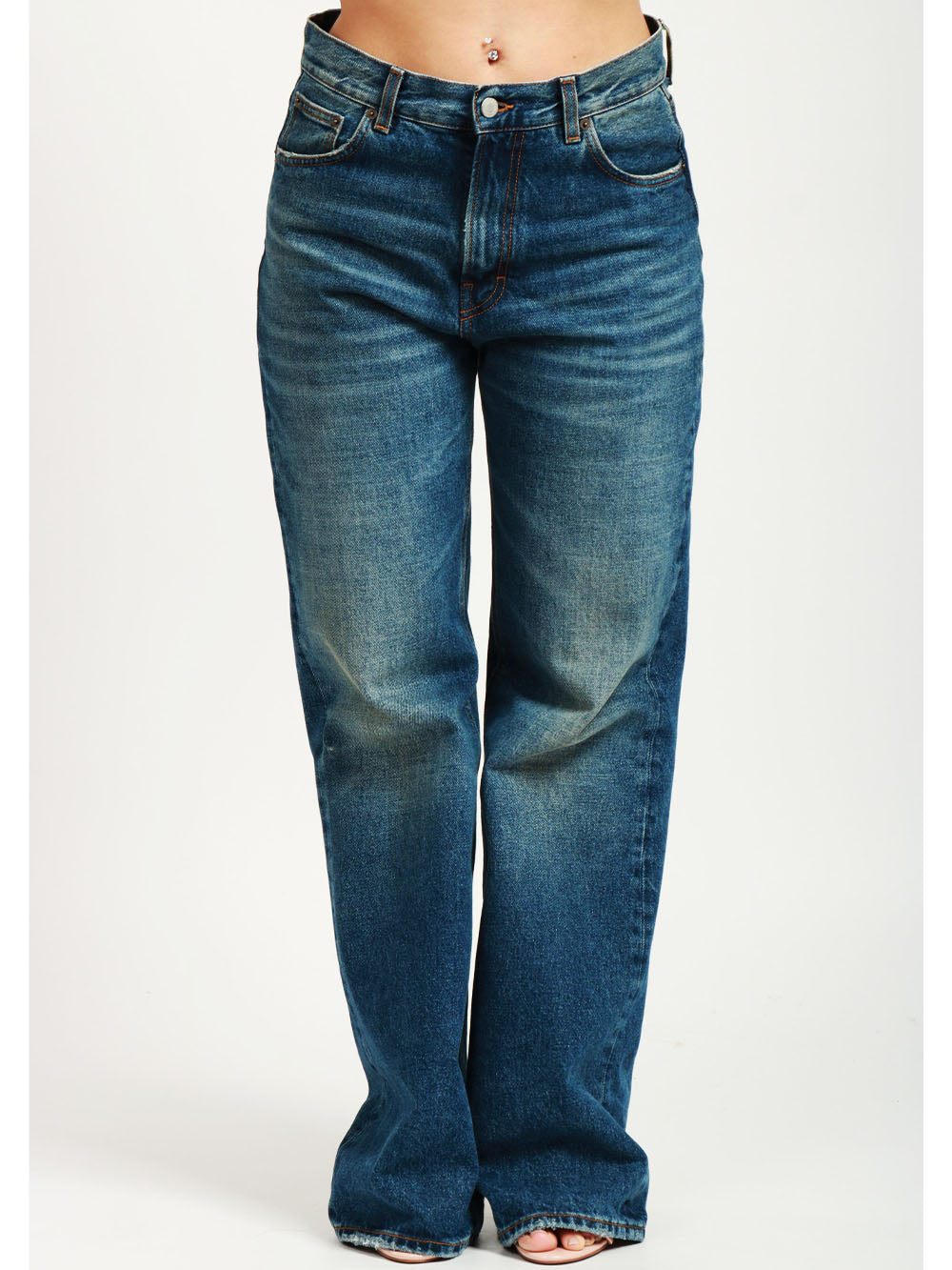 HAIKURE Jeans Korea in Denim di Cotone Blu Denim scuro