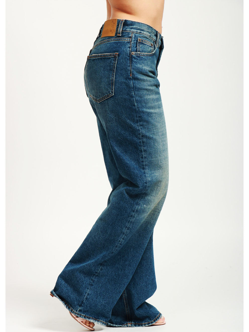 HAIKURE Jeans Korea in Denim di Cotone Blu Denim scuro