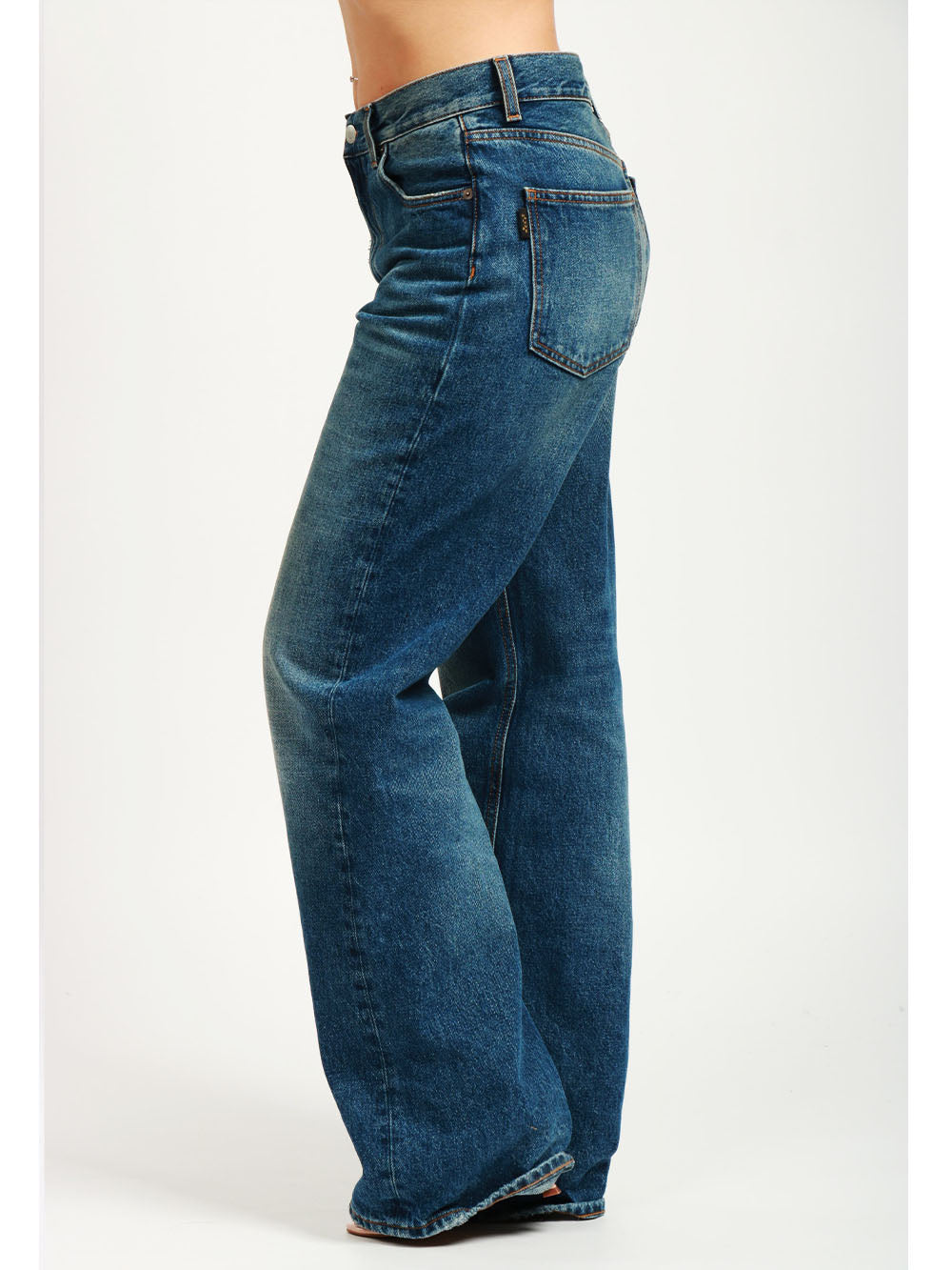 HAIKURE Jeans Korea in Denim di Cotone Blu Denim scuro