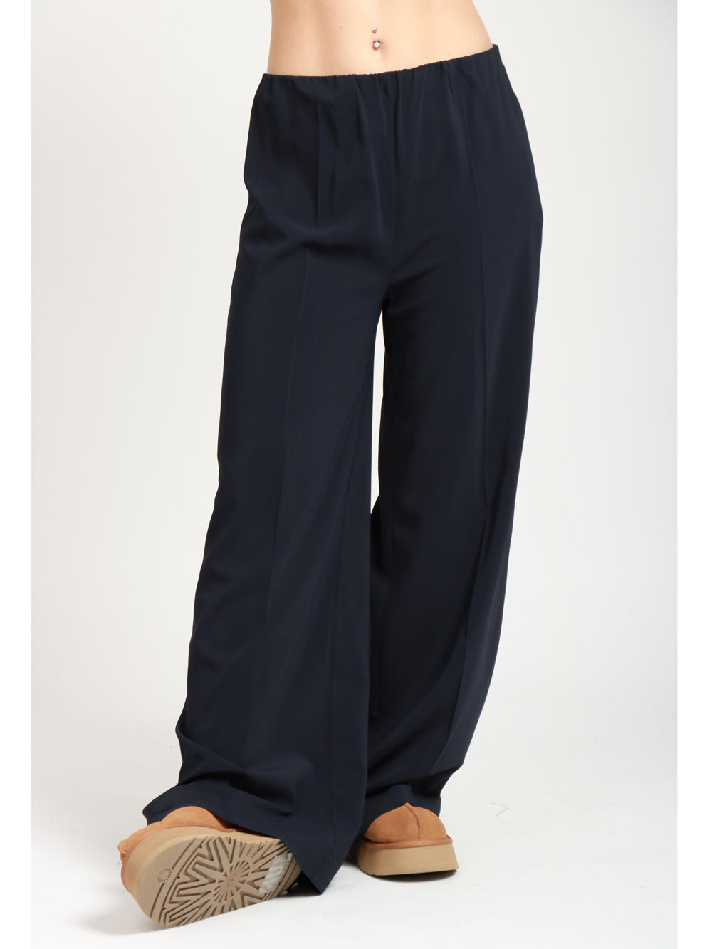 JUCCA Pantaloni Palazzo in Crêpe Blu Notte Blu