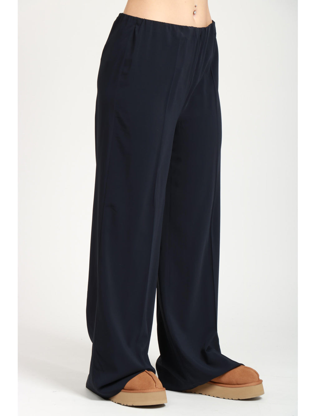 JUCCA Pantaloni Palazzo in Crêpe Blu Notte Blu