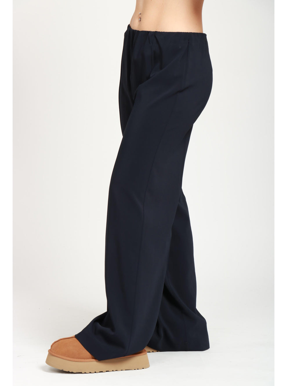 JUCCA Pantaloni Palazzo in Crêpe Blu Notte Blu