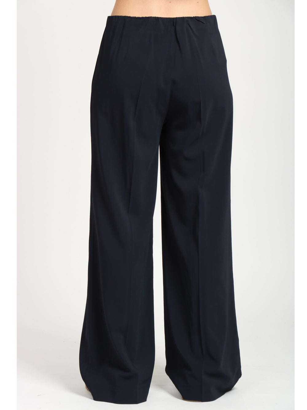 JUCCA Pantaloni Palazzo in Crêpe Blu Notte Blu