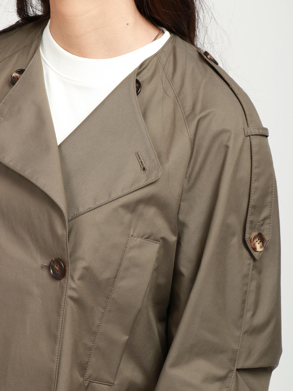 MAX MARA THE CUBE Trench Jim Doppiopetto in Twill Antigoccia Verde Militare Verde militare