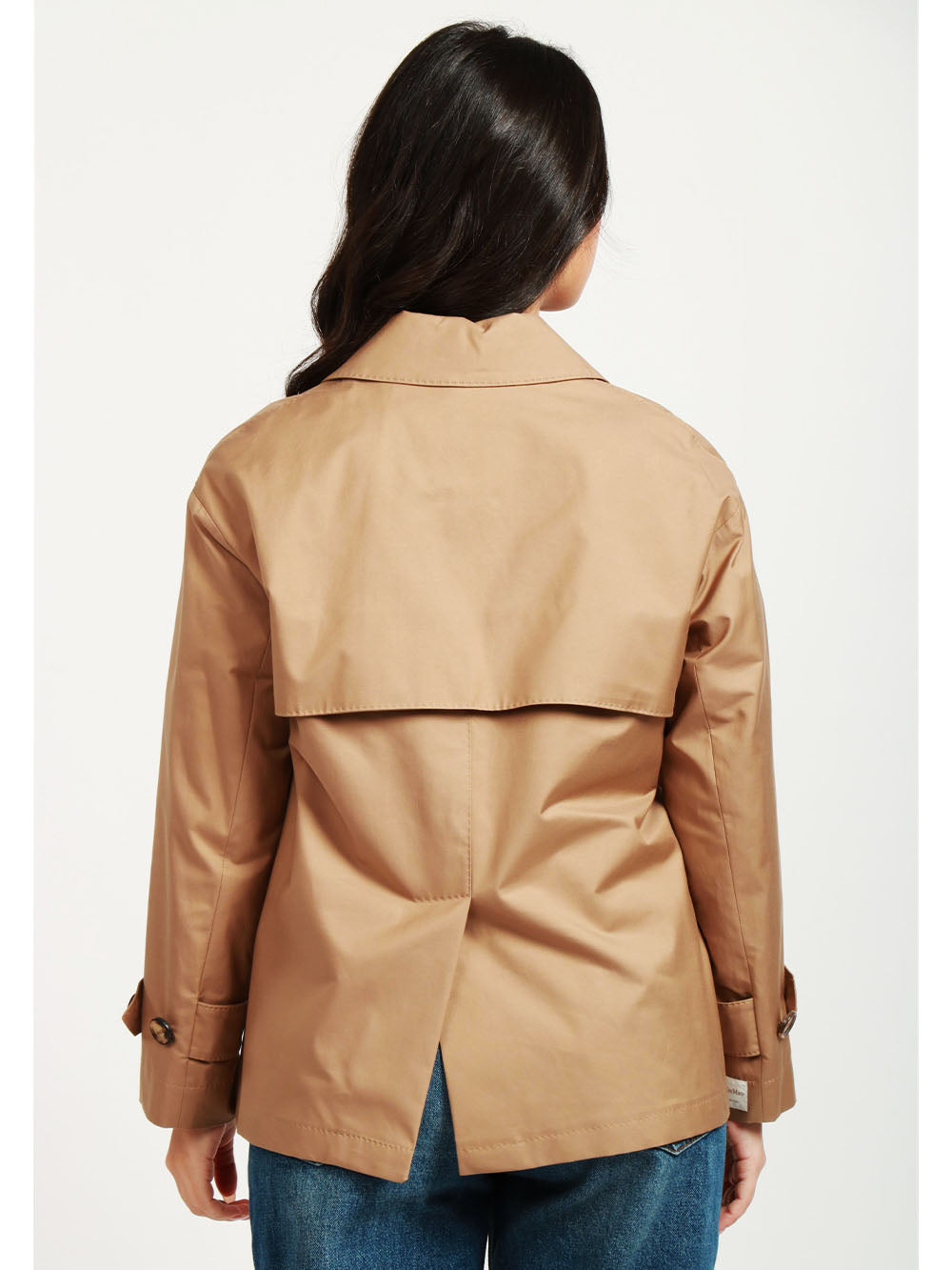 MAX MARA THE CUBE Trench Zeno Corto Doppiopetto in Twill Antigoccia Cammello Camel