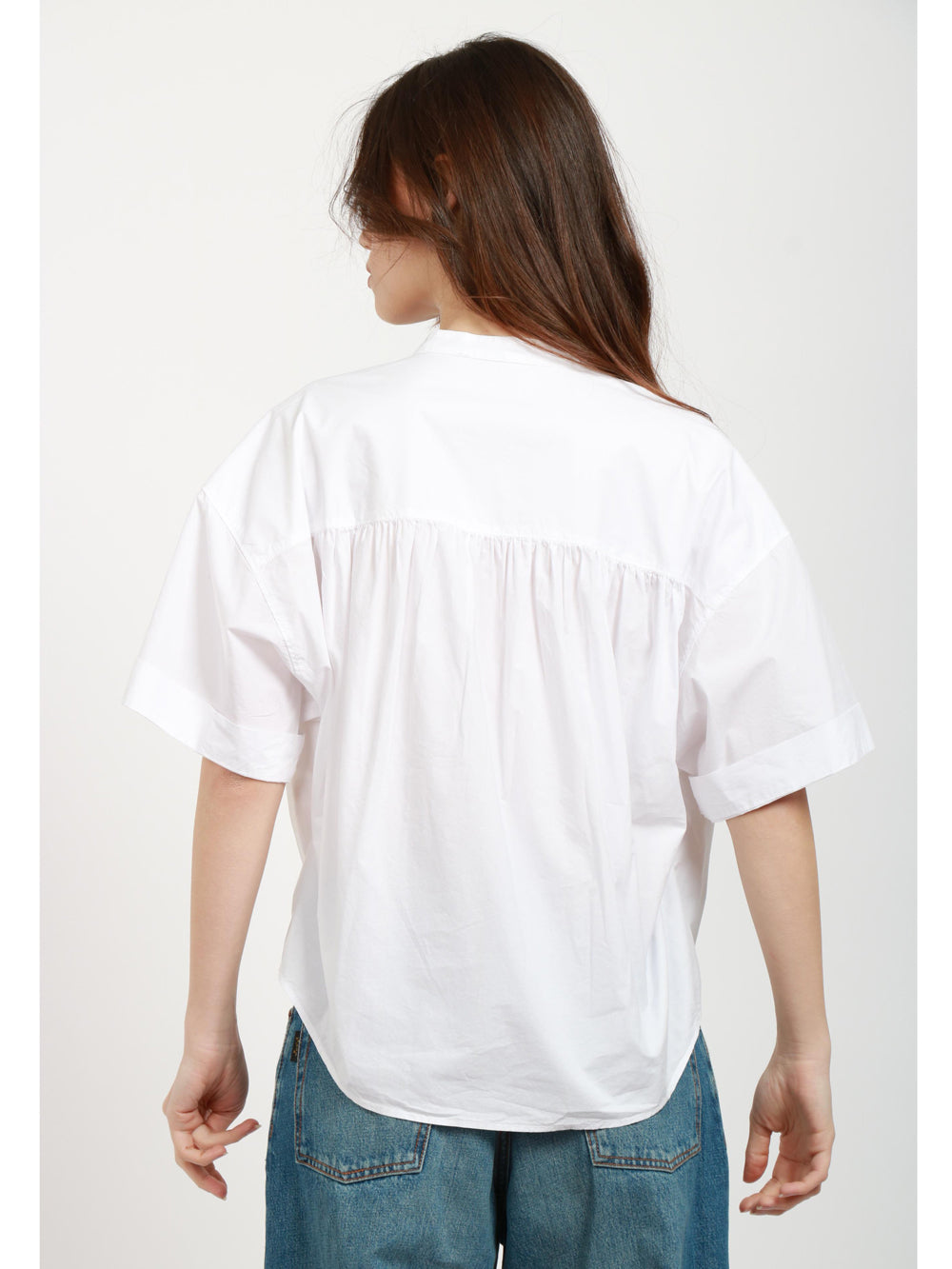 POMANDÈRE Blusa in Cotone Bianca con Maniche Corte Bianco