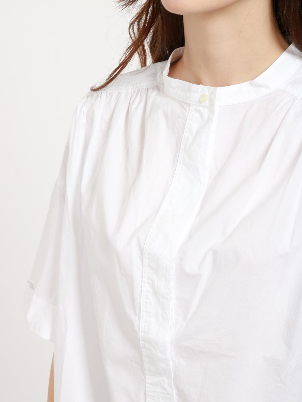 POMANDÈRE Blusa in Cotone Bianca con Maniche Corte Bianco