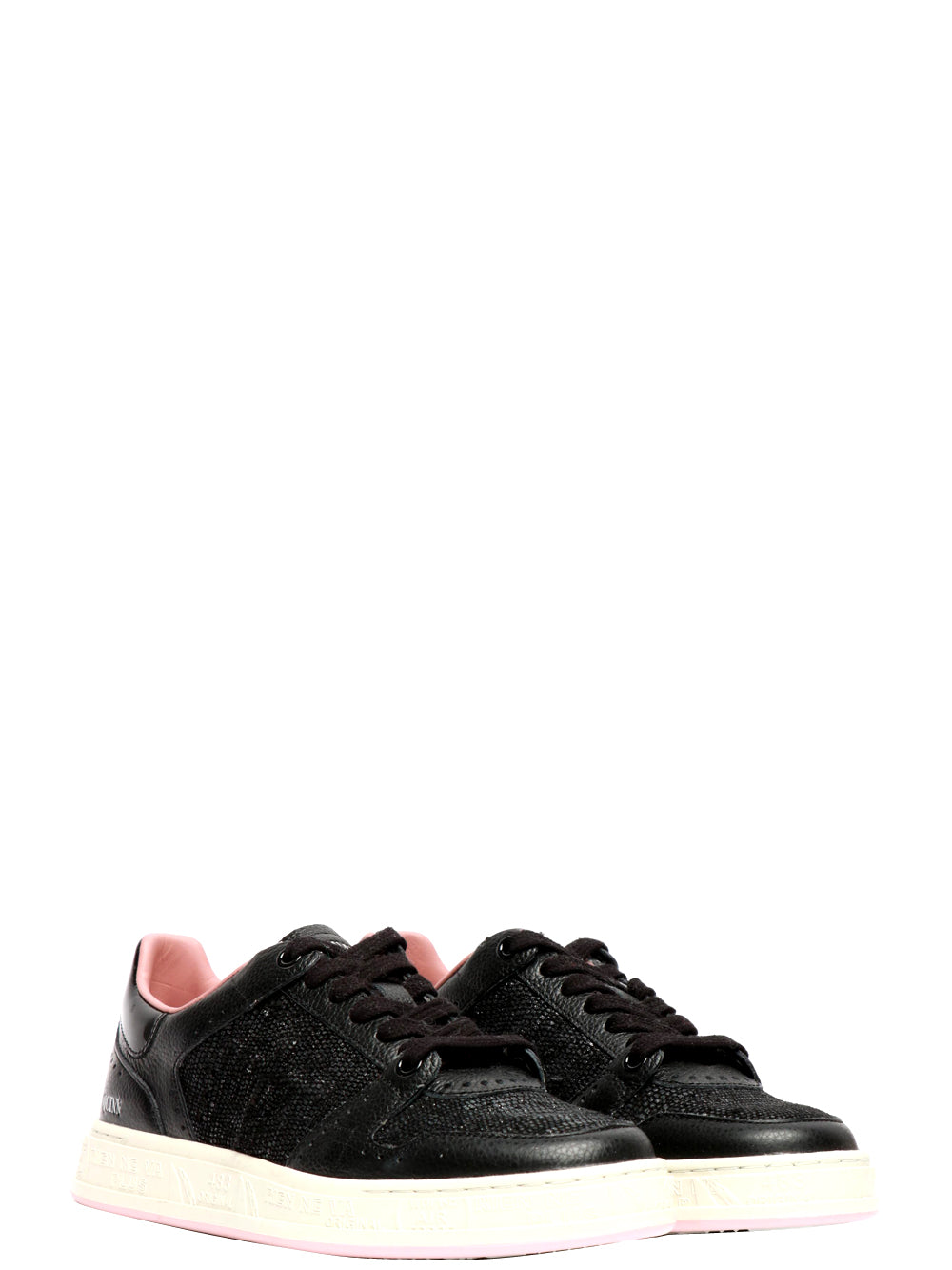 PREMIATA Scarpe Sneakers Quinnd in Pelle Nere con Glitter Nero