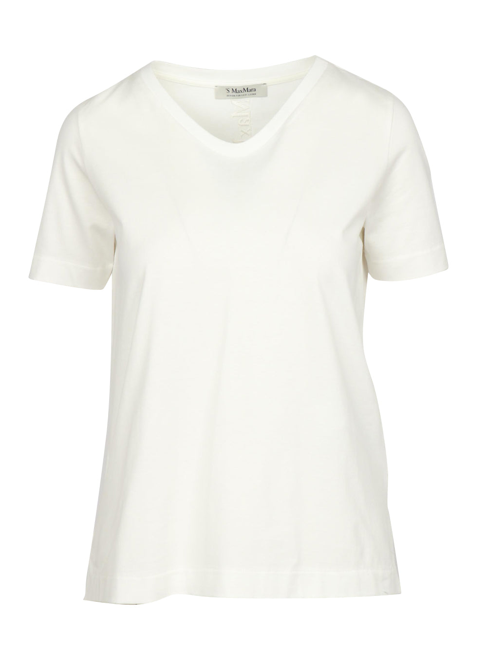 S MAXMARA T-Shirt Quito in Cotone Bianca con Logo Bianco