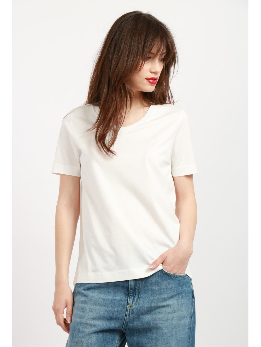 S MAXMARA T-Shirt Quito in Cotone Bianca con Logo Bianco