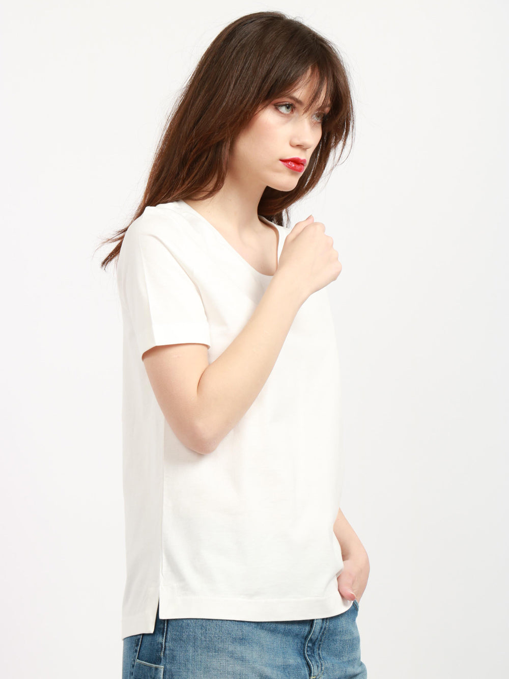 S MAXMARA T-Shirt Quito in Cotone Bianca con Logo Bianco